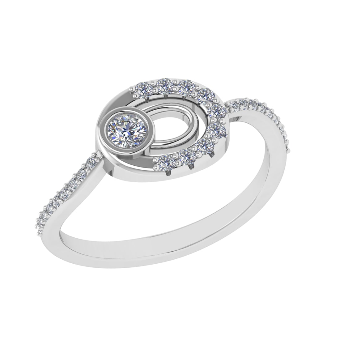 0.33 Ctw SI2/SI1 Diamond Prong Set 14k white Gold Engagement Ring
