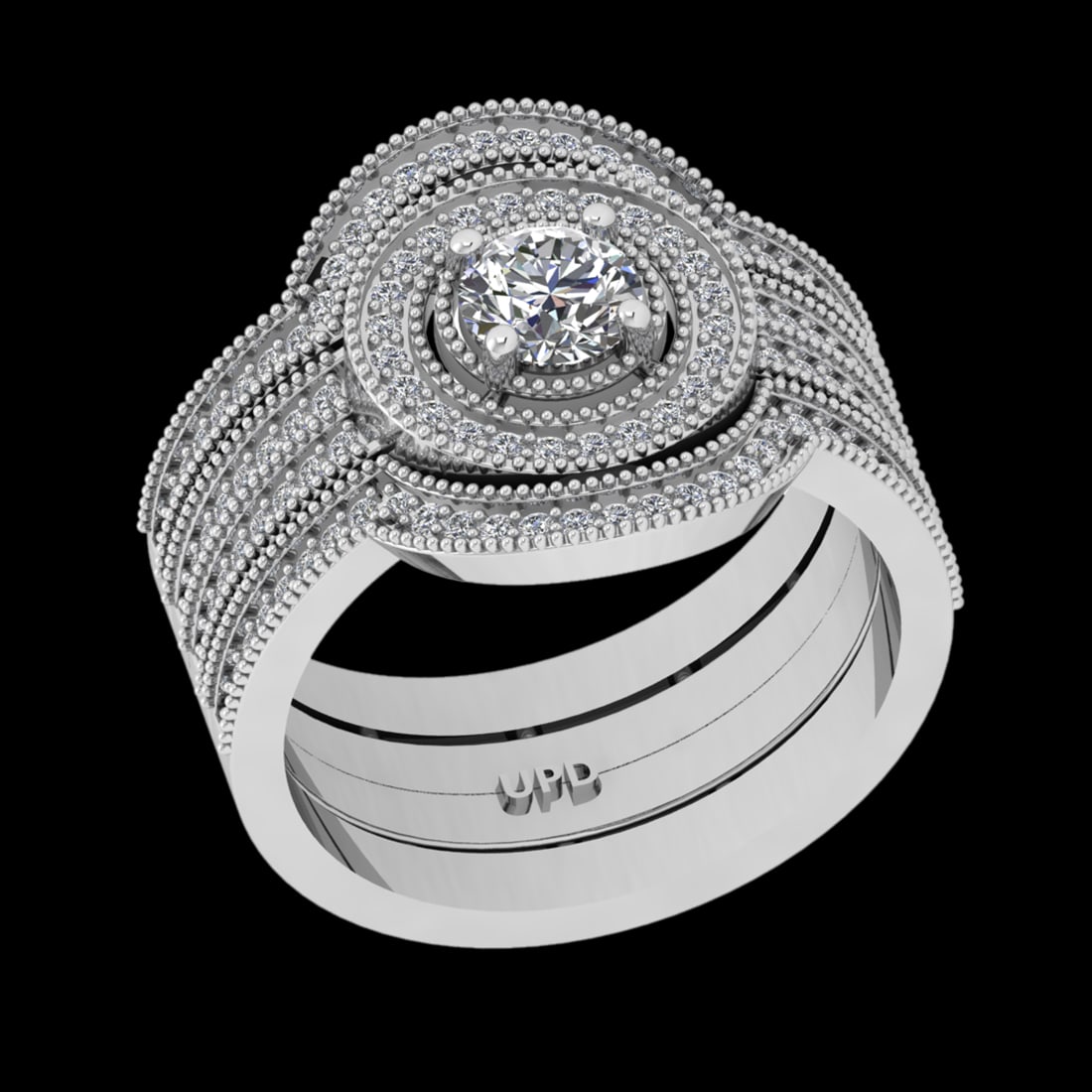 1.15 Ctw VS/SI1 Diamond 18K White Gold Engagement Ring: Center Diamond Weight :- 0.50 Ctw (Round cut) Color :- G-H Clarity : VS/SI1 Center Stone Setting : Prong Side Diamond Weight Of Ctw 0.65 Ctw Color : G-H Clarity : VS/SI1 Stone Setting : Prong Metal