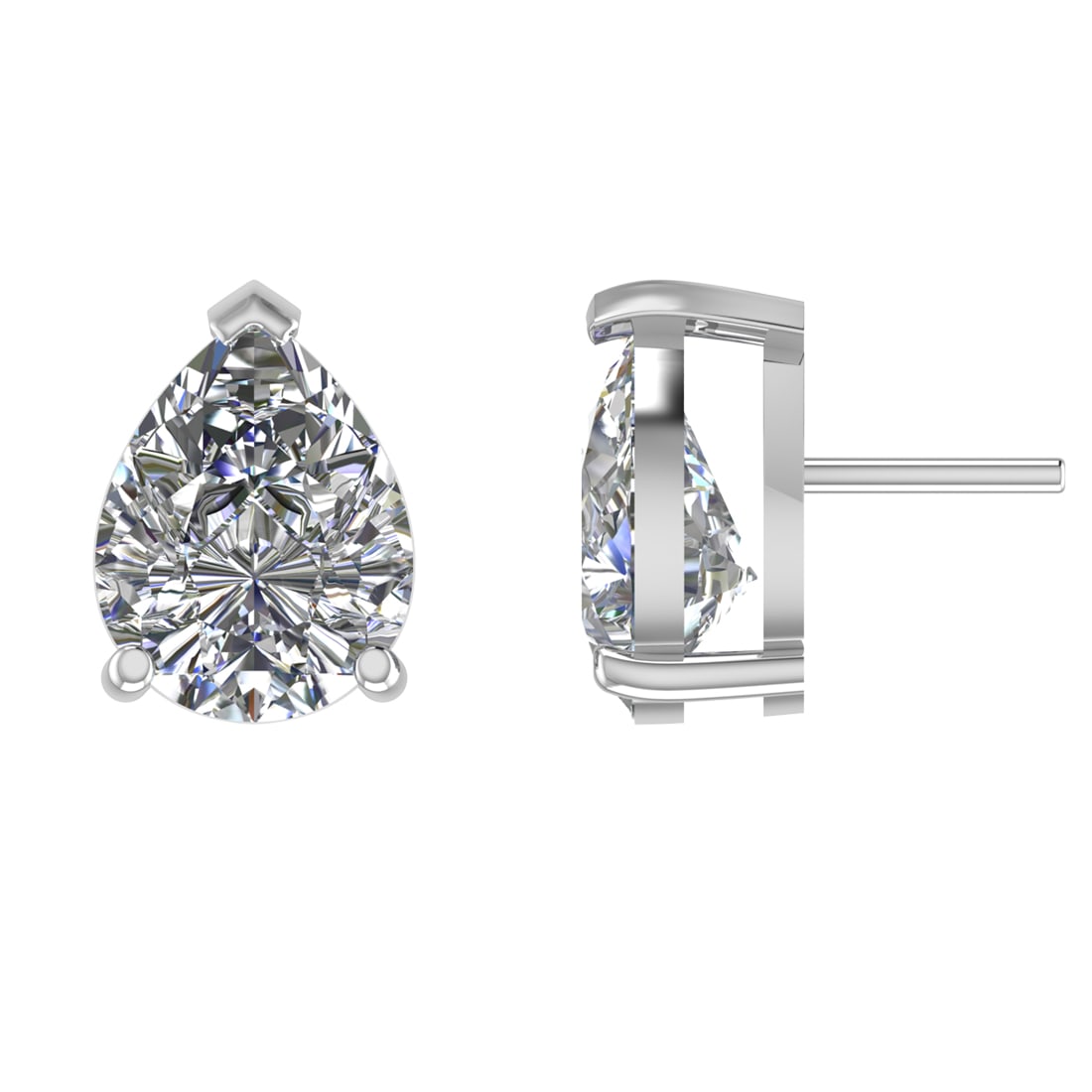 2.20 Ctw SI2/SI1 Diamond Prong Set 14k White Gold Stud Earrings (ALL DIAMON