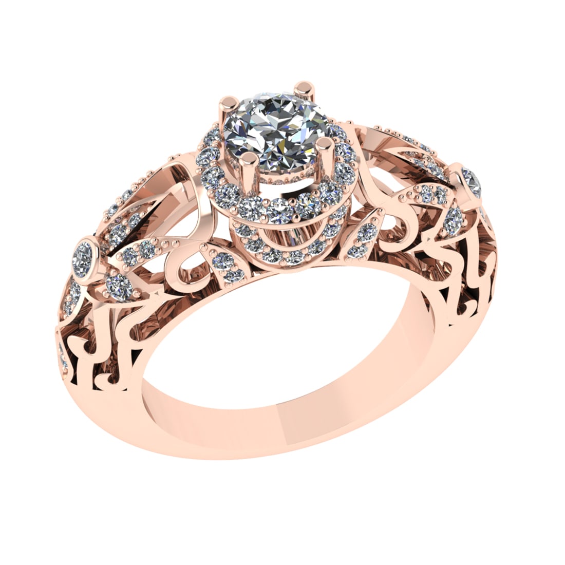 1.45 Ctw VS/SI1 Diamond 14k Rose Gold Engagement Ring (ALL DIAMOND ARE LAB