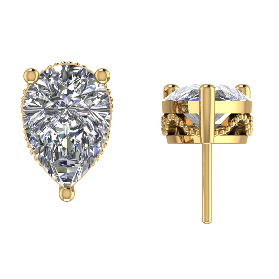 4.00 Ctw SI2/SI1 Diamond Prong Set 14k Yellow Gold Stud Earrings (ALL DIAMO (1 of 1)