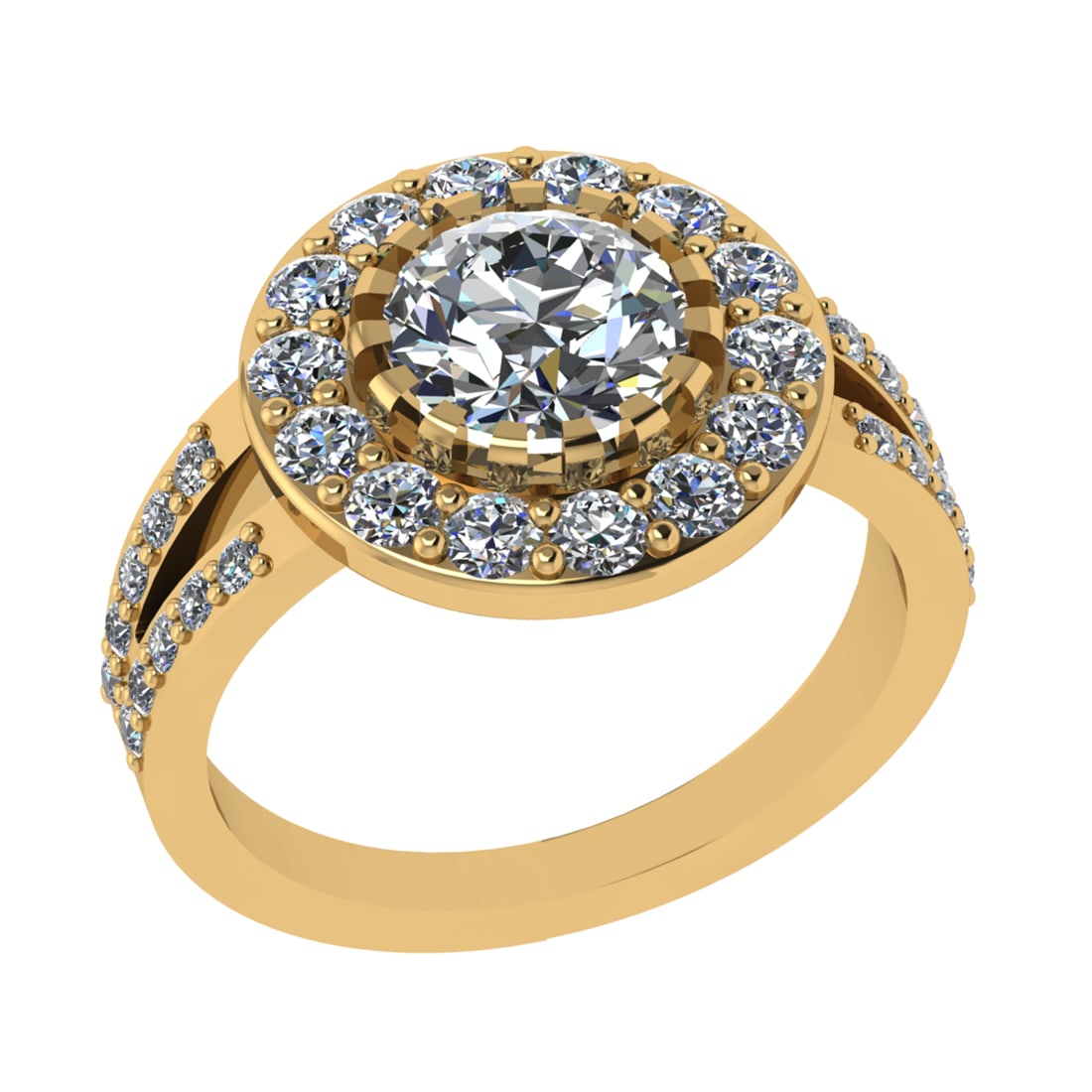 2.36 Ctw VS/SI1 Diamond Prong Set 18k Yellow Gold Engagement Ring