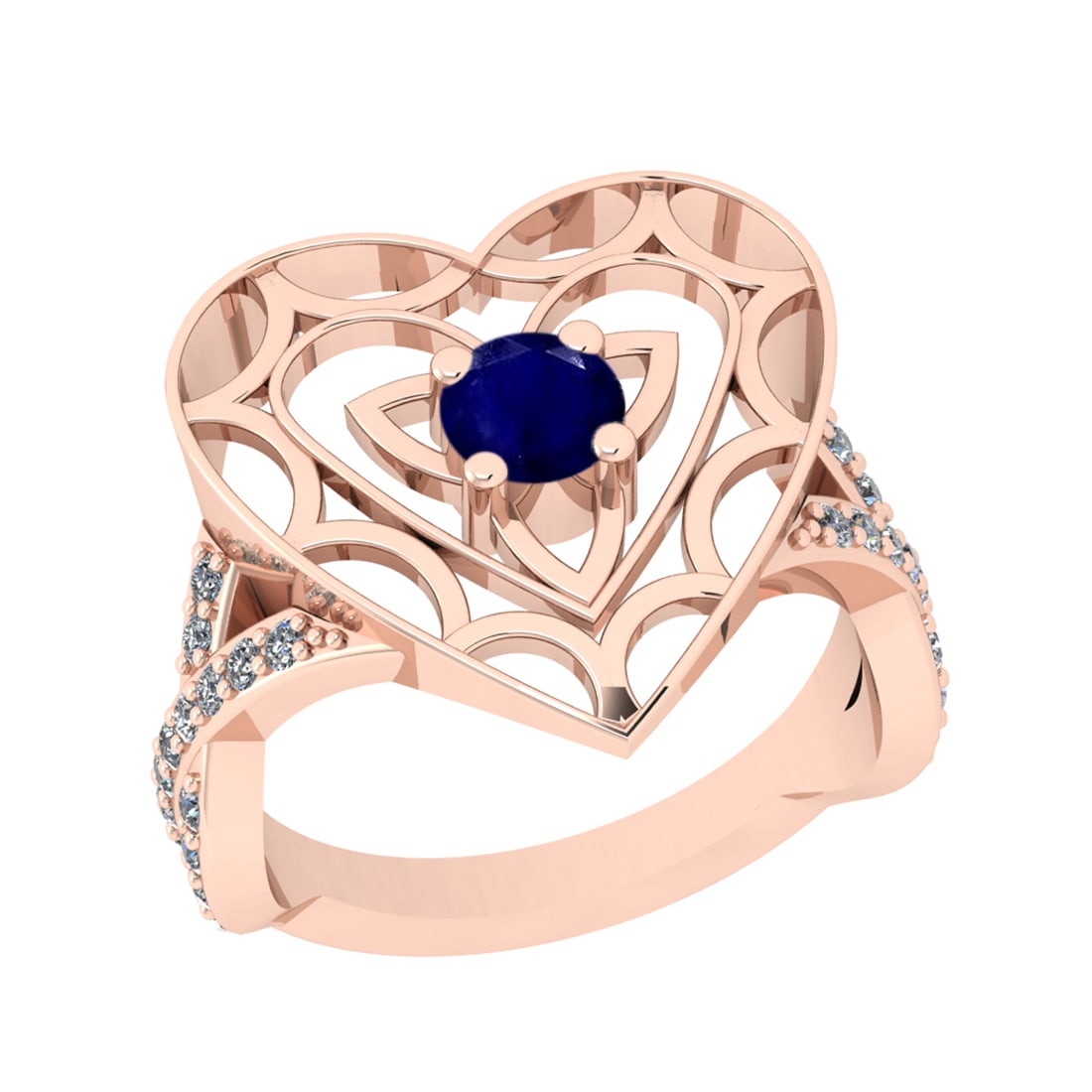 0.90 Ctw VS/SI1 Blue Sapphire and Diamond Prong Set 14k Rose Gold Engagemen: Center Stone Weight :-0.50 Ctw ( Round Cut ) Center Stone Color :-Blue Sapphire Center Stone Setting : Prong Side Diamond Weight Of Ctw :- 0.40 Ctw Color : J-K Clarity : VS/SI1 Daimond Setting : Prong