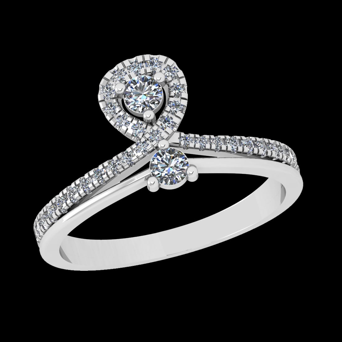 0.44 Ctw VS/SI1 Diamond Prong Set 18k white Gold Engagement Ring (ALL DIAMO