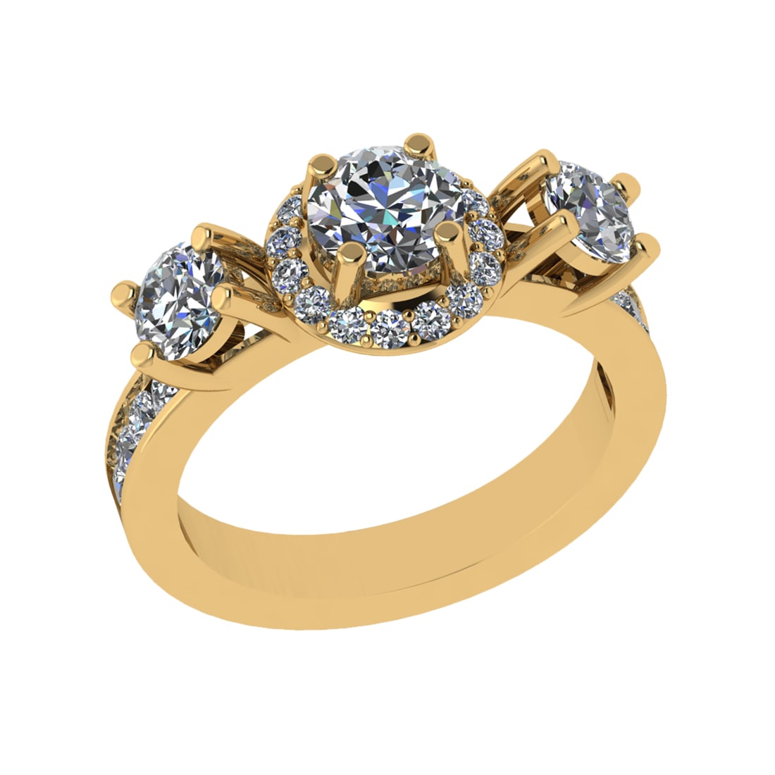 2.30 Ctw SI1/SI2 Diamond Prong Set 14k Yellow Gold Engagement Ring (ALL DIA: Center Daimond Weight :-0.84 Ctw ( Round Cut) Color : G-H Clarity : SI1/SI2 Side Diamond Weight Of Ctw 1.46 Ctw Color : G-H Clarity : SI1/SI2 Daimond Setting : Prong Metal Weight : Approx 4.91 gram 14