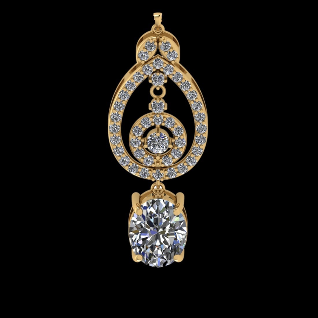 6.87 Ctw VS/SI1 Diamond Prong Set 18k Yellow Gold Pendant (ALL DIAMOND ARE: Center Daimond Weight :-5.05 Ctw ( Oval Cut) Color : G-H Clarity : VS/SI1 Side Diamond Weight Of Ctw 1.82 Ctw Color : G-H Clarity : VS/SI1 Daimond Setting : Prong Metal Weight : Approx 7.58 gram 18k Y