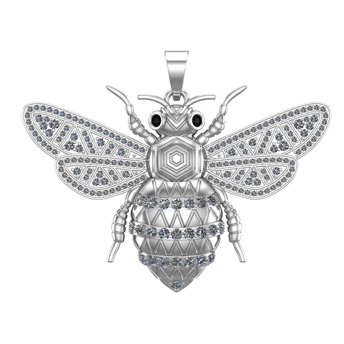 1.98 Ctw SI1/SI2 Diamond 14k white Gold Creature Pendant(ALL DIAMOND ARE LA: Eye Stone Weight :- 0.07 ctw Eye Stone Color :- Treated Fancy Black Diamond Total Daimond Weight :-1.91 Ctw Color : G-H Clarity : SI1/SI2 Setting : Prong Metal Weight : Approx 29.60 gram 14k White Gol