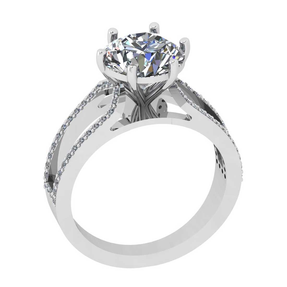 3.05 Ctw SI2/I1 Diamond Style Prong Set 18K White Gold Anniversary Ring