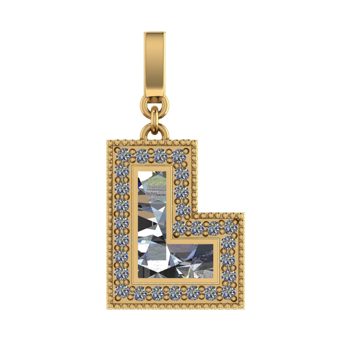 0.71 Ctw SI2/SI1 Diamond Prong Set 14k Yellow Gold Alphaabet-L Pendant (ALL: Center Daimond Weight :-0.50 Ctw Color : White Side Diamond Weight Of Ctw 0.21 Ctw Color : G-H Clarity : SI2/SI1 Daimond Setting : Prong Metal Weight : Approx 3.86 gram 14k Yellow Gold Alphaabet-L Pen