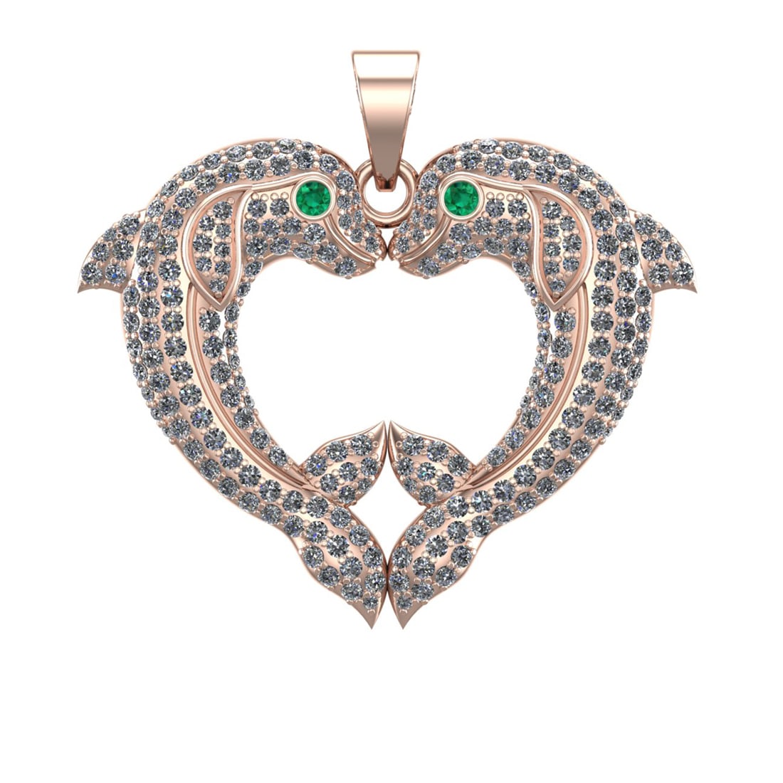2.50 Ctw VS/SI1 Diamond 14k Rose Gold Fish Pendant (ALL DIAMOND ARE LAB GRO: Eye stone Weight :- 0.07 ctw Eye Stone Color :- Emerald setting :-prong Total Daimond Weight :-2.43 Ctw Color : J-K Clarity : VS/SI1 Setting : Prong Metal Weight : Approx 9.39 gram 14k Rose Gold Fish 