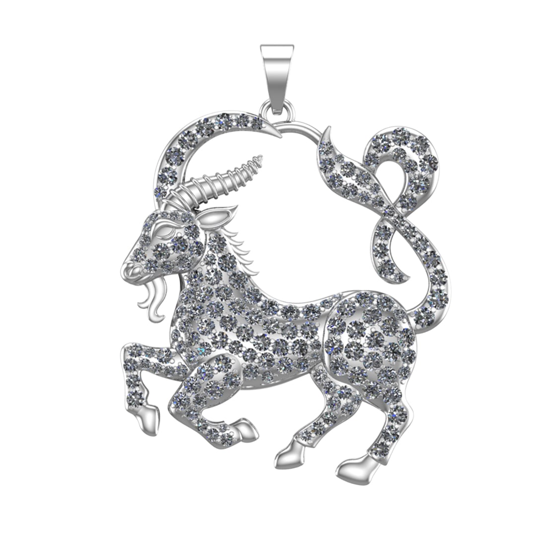 5.38 Ctw SI1/SI2 Diamond Prong Set 14k white Gold Zodiac Signs Theme Pendan