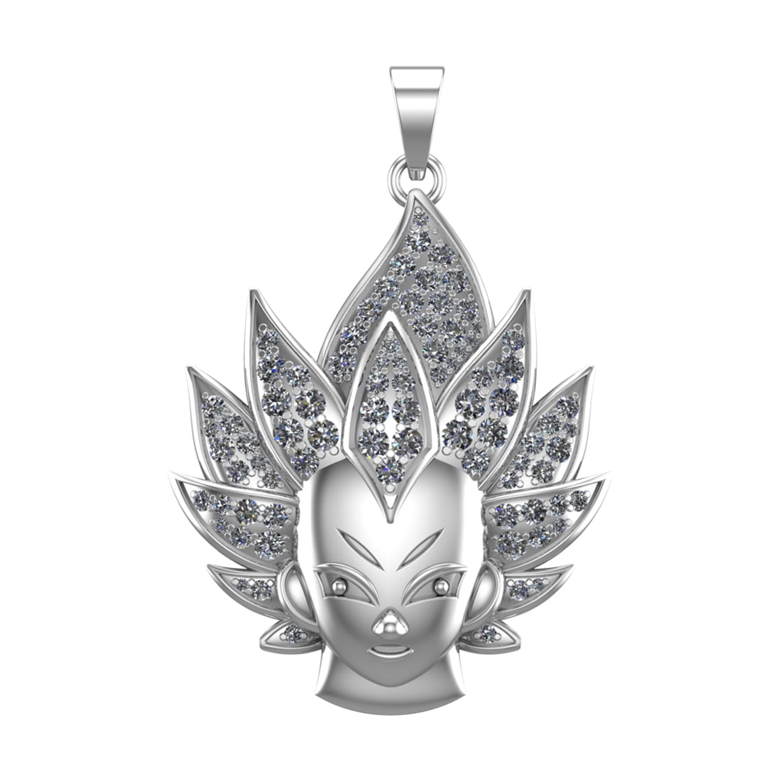 2.40 Ctw SI2/SI1 Diamond Prong Set 14k white Gold Anime Theme Pendant (ALL: Total Daimond Weight :-2.40 Ctw Color : G-H Clarity : SI2/SI1 Setting : Prong Metal Weight : Approx 47.37 gram 14k White Gold Anime Theme Pendant (ALL DIAMOND ARE LAB GROWN ) #3SS96481v15