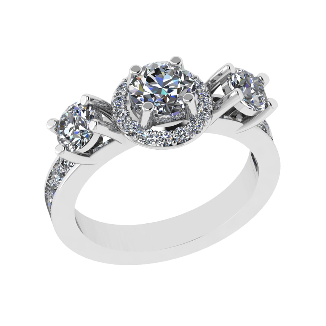 2.30 Ctw SI1/SI2 Diamond Prong Set 14k white Gold Engagement Ring (ALL DIAM: Center Daimond Weight :-0.84 Ctw ( Round Cut) Color : G-H Clarity : SI1/SI2 Side Diamond Weight Of Ctw 1.46 Ctw Color : G-H Clarity : SI1/SI2 Daimond Setting : Prong Metal Weight : Approx 4.91 gram 14