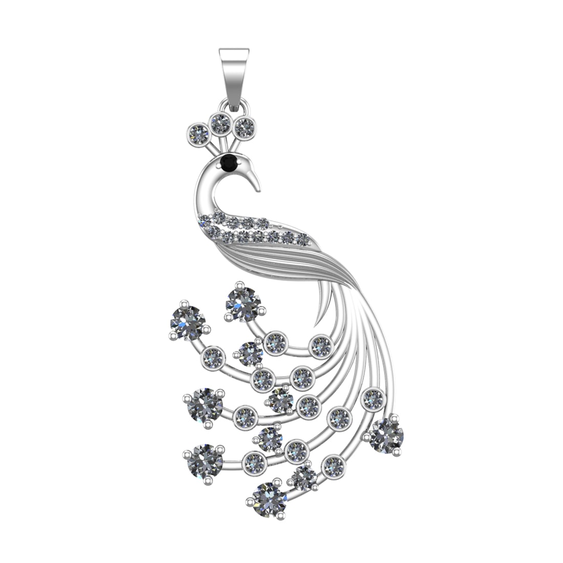 3.67 Ctw VS/SI1 Treated fancy black diamond Prong Set 14k white Gold Pandan: Eye Stone Weight :- 0.02 ctw Eye Stone Color :- Treated fancy black diamond Total Daimond Weight :-3.65 Ctw Color : G-H Clarity : VS/SI1 Setting : Prong Metal Weight : Approx 8.15 gram 14k White Gold 