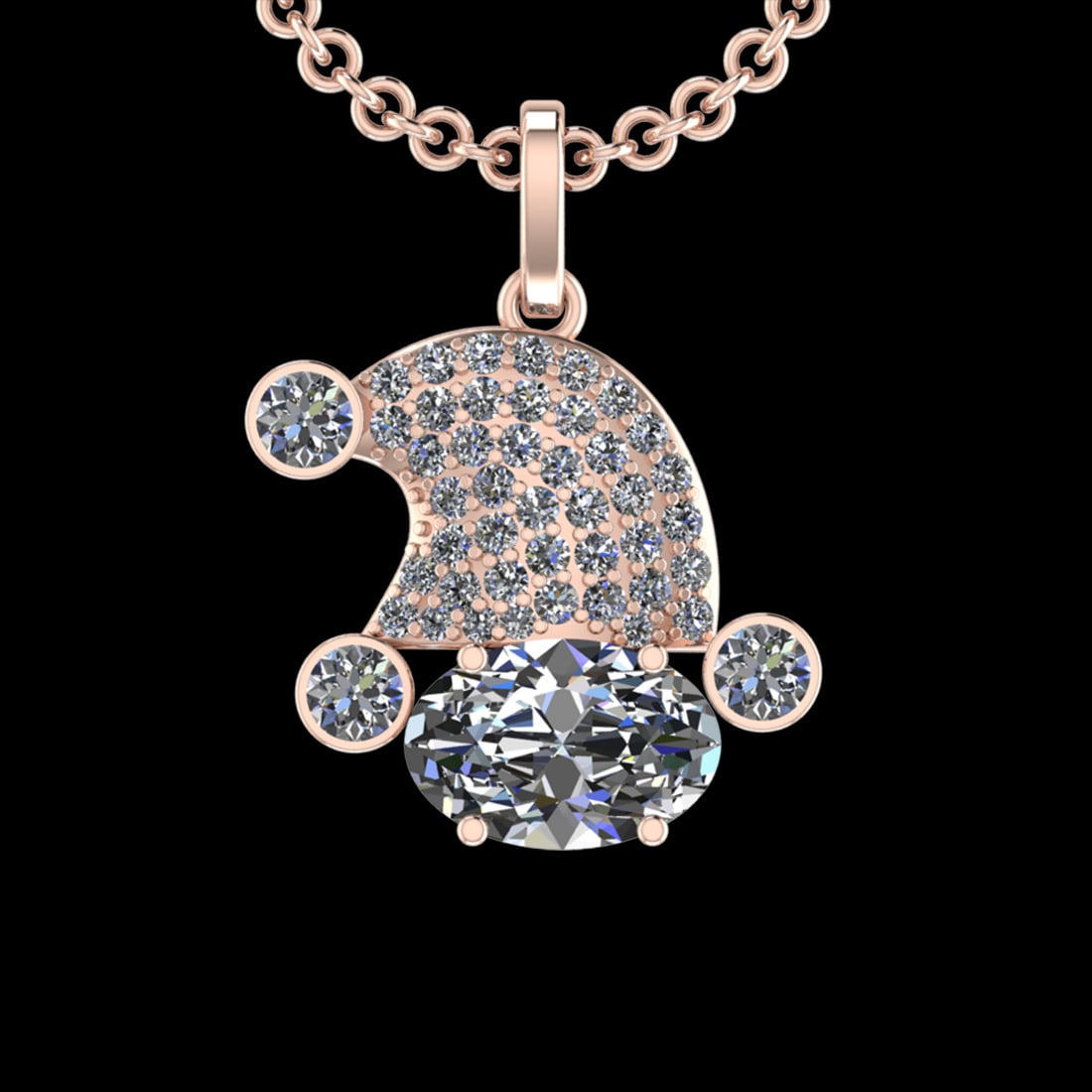 4.36 Ctw VS/SI1 Diamond 10k Rose Gold Christmas Theme Pandant (ALL DIAMOND