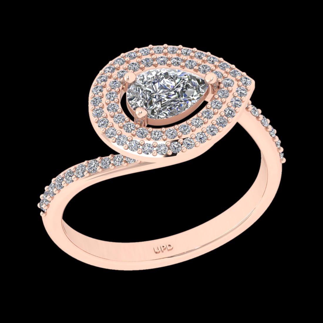 1.13 Ctw VS/SI1 Diamond Prong Set 18K Rose Gold Engagement Ring: Center Diamond Weight :-:0.75 Ctw ( Pear Cut) Color :- G-H Clarity : VS/SI1 Center Stone Setting : Prong Side Diamond Weight Of Ctw 0.38 Ctw Color : G-H Clarity : VS/SI1 Stone Setting : Prong Metal We