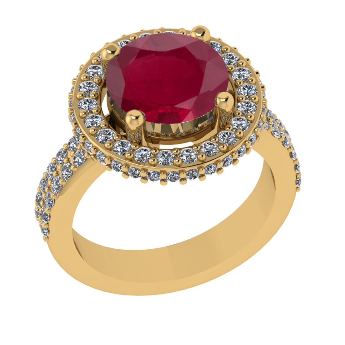 1.07 Ctw VS/SI1 Ruby and Diamond 14k Yellow Gold Engagement Ring (ALL DIAMO: Center Stone Weight :-0.50 Ctw ( Round Cut) Center Stone Color :-Ruby Center Stone Setting : Prong Side Diamond Weight Of Ctw 0.57 Ctw Color : G-H Clarity : VS/SI1 Daimond Setting : Prong Metal Weight