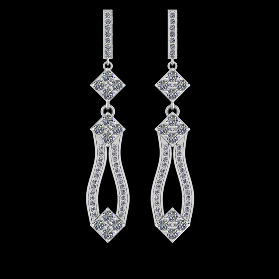 1.56 Ctw VS/SI1 Diamond 10K White Gold Dangling Earrings: Diamond Weight : 1.56 Ctw ( Round Cut ) Diamond Stone Color : J-K Stone Clarity : VS/SI1 Stone Setting : Prong Metal Weight : Approx 8.80 Gram 10K White Gold Dangling Earrings (ALL DIAMOND ARE LAB GRO