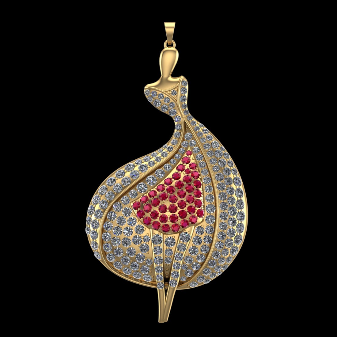 6.90 Ctw VS/SI1 Ruby and Diamond 10k Yellow Gold Pendant (ALL DIAMOND ARE L: Total Weight of Ctw :-6.90 Ctw (Round cut ) Color : Ruby & White J-K Diamond Clarity : VS/SI1 Setting : Prong Metal Weight : Approx 16.15 gram 10k Yellow Gold Pendant (ALL DIAMOND ARE LAB GROWN)