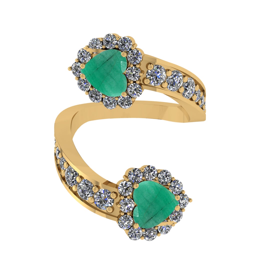 4.24 Ctw VS/SI1 Emerald and Diamond14K Yellow Gold Engagement Ring: Center Stone Weight : 2.00 Ctw (Heart Cut) Center Stone Color :-Emerald Center Stone Setting : Prong Side Diamond Weight Of Ctw 2.24 Ctw Color : J-K Clarity : VS/SI1 Stone Setting : Prong Metal Weight