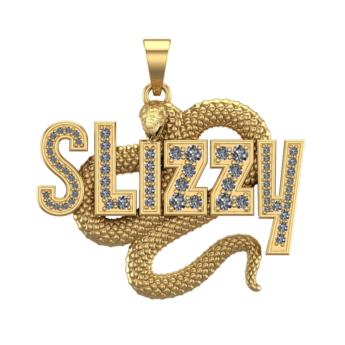 0.52 Ctw SI2/SI1 Diamond Prong Set 14k Yellow Gold Snake Theme Pendant (ALL
