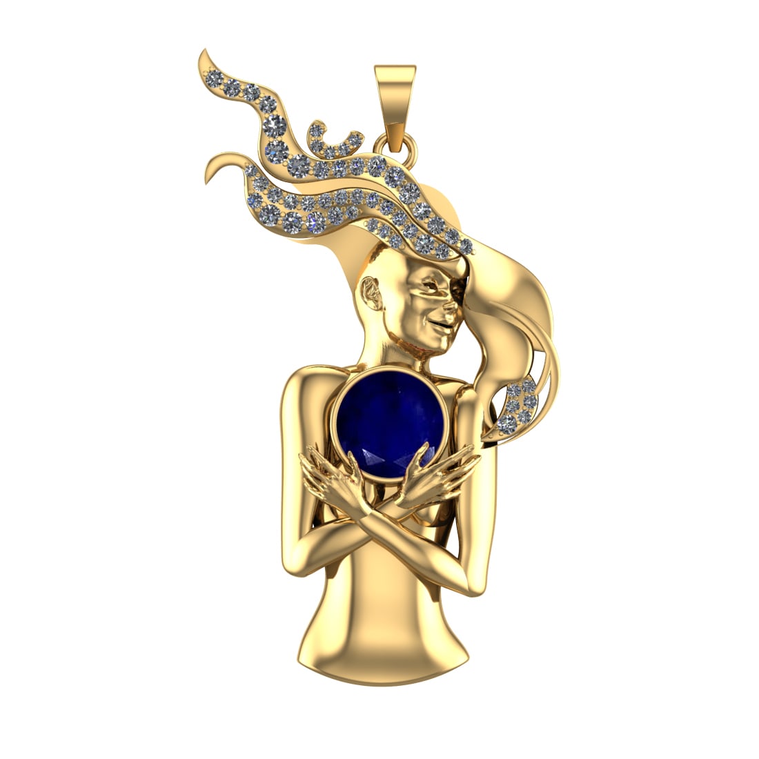 4.79 Ctw VS/SI1 Blue Sapphire and Diamond 14k Yellow Gold Pandant (ALL DIAM: Center Stone Weight :-3.87 Ctw ( Round Cut) Center Stone Color :-Blue Sapphire Center Stone Setting : Prong Side Diamond Weight Of Ctw :- 0.92 Ctw Color : G-H Clarity : VS/SI1 Daimond Setting : Prong 