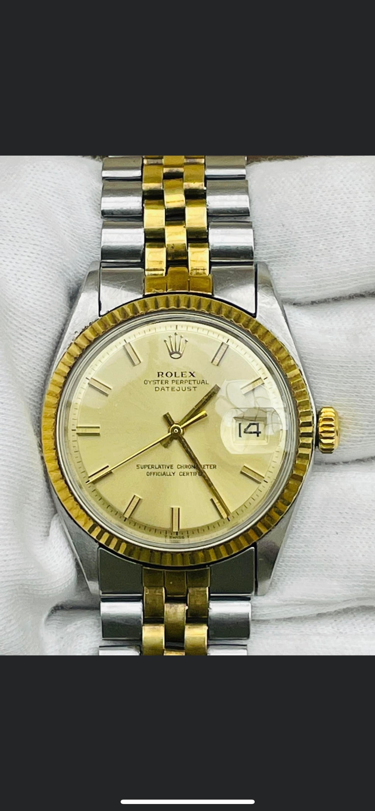 USED 36MM ROLEX TWO-TONE DATEJUST IN EXCELLENT CONDITION COMES WITH BOX & P: USED 36MM ROLEX TWO-TONE DATEJUST IN EXCELLENT CONDITION COMES WITH BOX & PAPERS #3SS10652v8