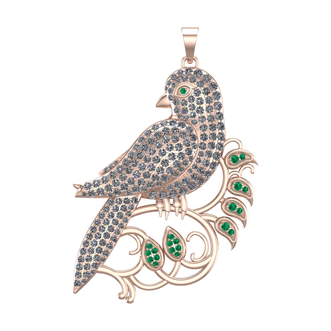 2.93 Ctw SI2/SI1 Diamond Prong Set 14k Rose Gold Bird Theme Pendant (ALL DI (1 of 1)