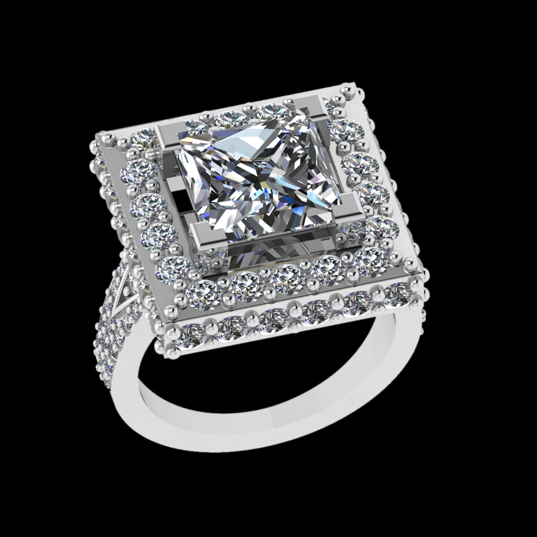 3.85 Ctw VS/SI1 Diamond Style 14 K White Gold Engagement Ring (ALL DIAMOND