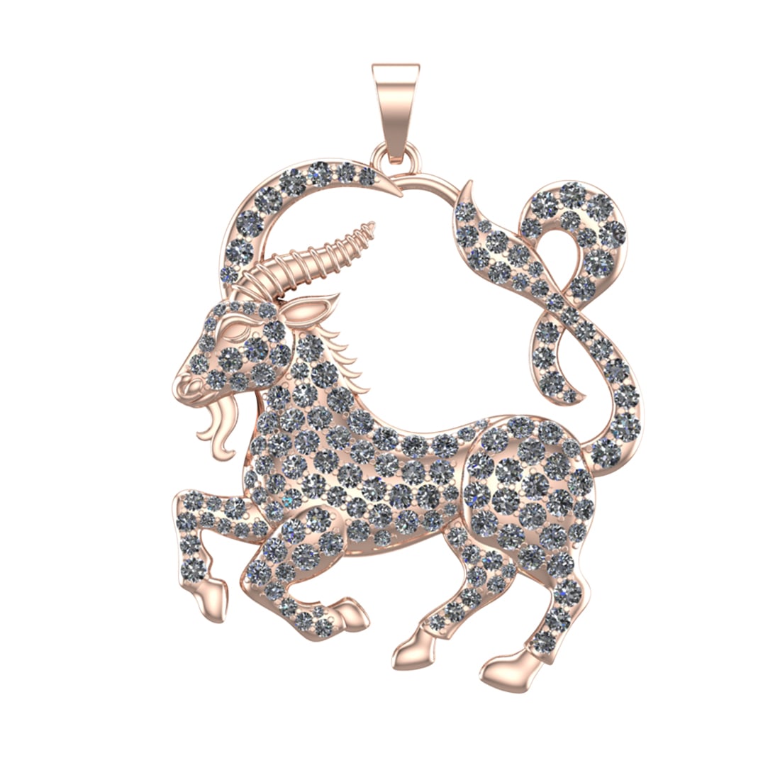 5.38 Ctw SI1/SI2 Diamond Prong Set 14k Rose Gold Zodiac Signs Theme Pendant