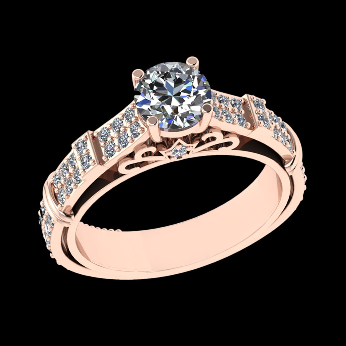 1.28 Ctw VS/SI1 (ALL DIAMOND ARE LAB GROWN ) Diamond 10k Rose Gold Engageme: Center Daimond Weight :-0.84 Ctw ( Round Cut) Color : J-K Clarity : VS/SI1 (ALL DIAMOND ARE LAB GROWN ) Side Diamond Weight Of Ctw 0.44 Ctw Color : J-K Clarity : VS/SI1 (ALL DIAMOND ARE LAB GROWN ) Da