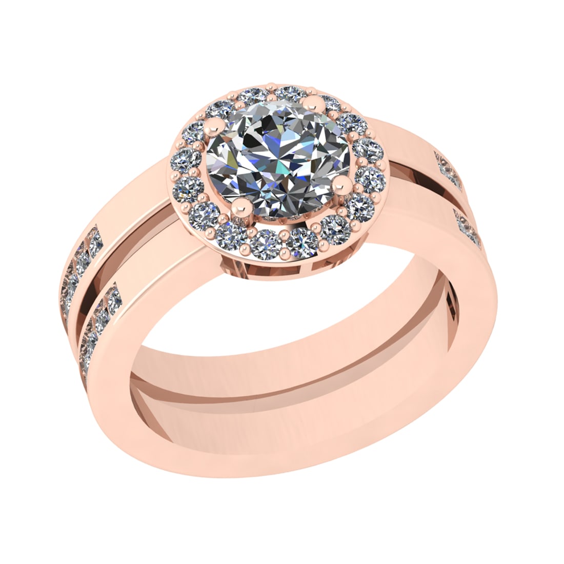 1.88 Ctw SI2/SI1 Diamond Prong Set 14k Rose Gold Engagement Ring: Center Daimond Weight :-1.30 Ctw ( Round Cut) Color : G-H Clarity : SI2/SI1 Side Diamond Weight Of Ctw 0.58 Ctw Color : G-H Clarity : SI2/SI1 Daimond Setting : Prong Metal Weight : Approx 6.06 gram 14