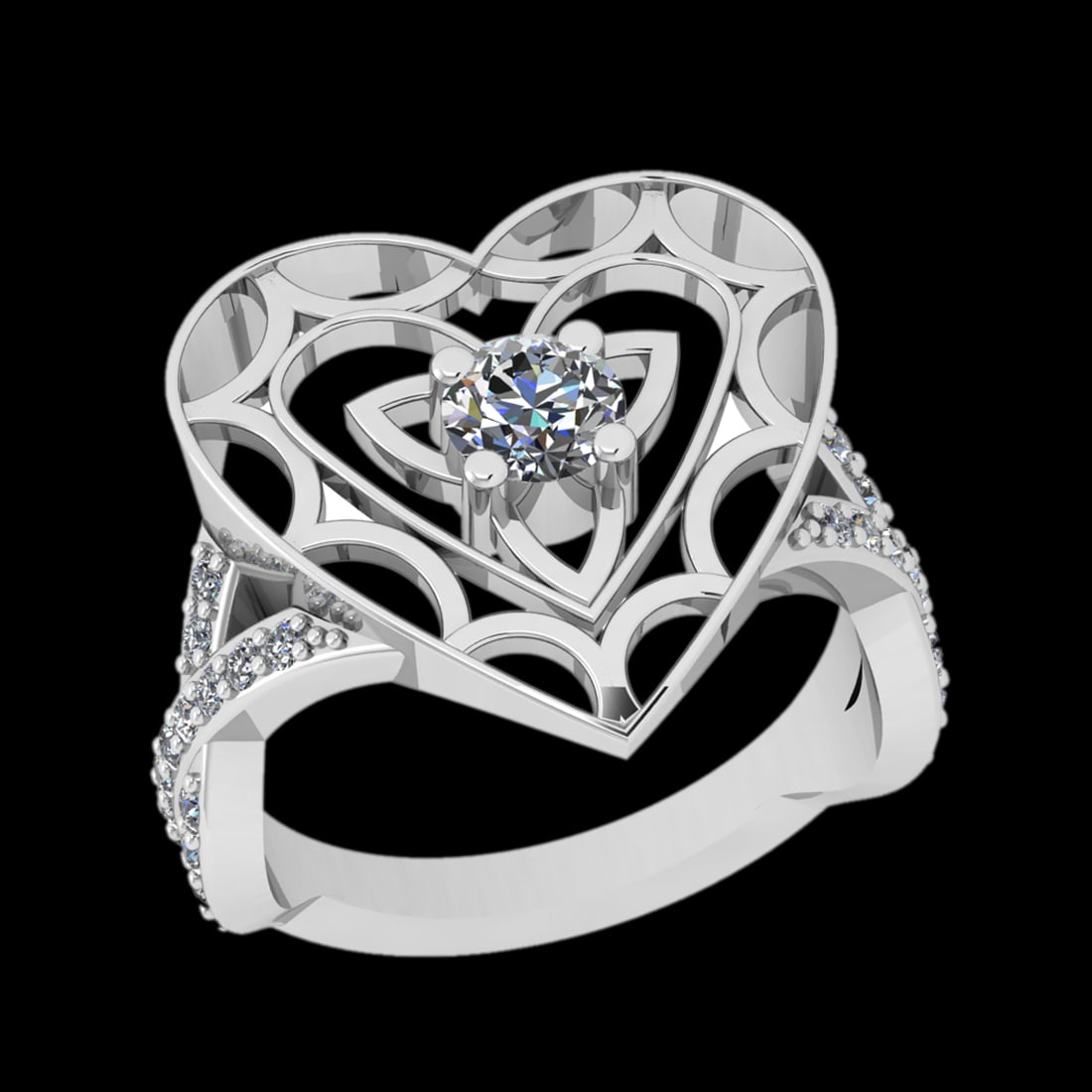 0.90 Ctw VS/SI1 Diamond Prong Set 10k white Gold Engagement Ring: Center Daimond Weight :-0.50 Ctw ( Round Cut) Color : J-K Clarity : VS/SI1 Side Diamond Weight Of Ctw 0.48 Ctw Color : J-K Clarity : VS/SI1 Daimond Setting : Prong Metal Weight : Approx 6.06 gram 10k 