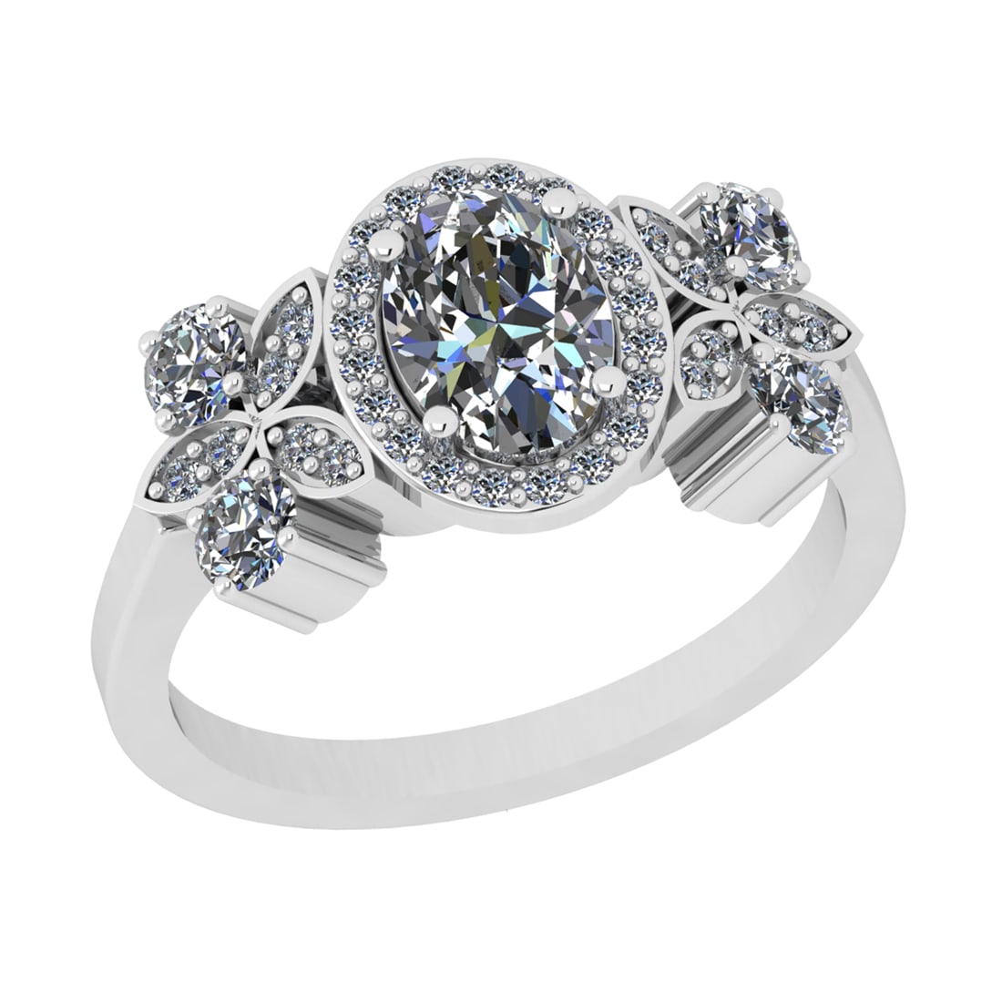 1.69 Ctw SI1/SI2 Diamond Prong Set 14k white Gold Engagement Ring: Center Daimond Weight :-1.00 Ctw ( Oval Cut) Color : G-H Clarity : SI1/SI2 Side Diamond Weight Of Ctw 0.69 Ctw Color : G-H Clarity : SI1/SI2 Daimond Setting : Prong Metal Weight : Approx 4.68 gram 14k