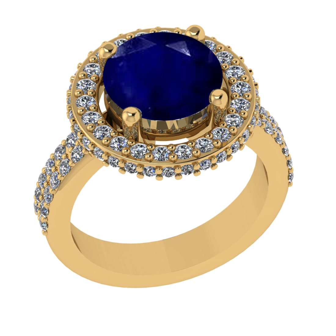 1.07 Ctw VS/SI1 Blue Sapphire and Diamond 14k Yellow Gold Engagement Ring (: Center Stone Weight :-0.50 Ctw ( Round Cut) Center Stone Color :-Blue Sapphire Center Stone Setting : Prong Side Diamond Weight Of Ctw 0.57 Ctw Color : G-H Clarity : VS/SI1 Daimond Setting : Prong Met