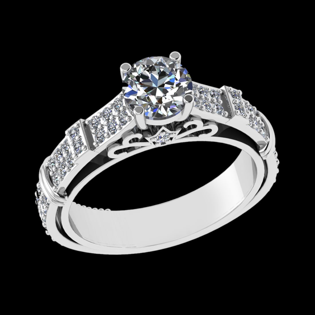 1.28 Ctw VS/SI1 (ALL DIAMOND ARE LAB GROWN ) Diamond 10k white Gold Engagem: Center Daimond Weight :-0.84 Ctw ( Round Cut) Color : J-K Clarity : VS/SI1 (ALL DIAMOND ARE LAB GROWN ) Side Diamond Weight Of Ctw 0.44 Ctw Color : J-K Clarity : VS/SI1 (ALL DIAMOND ARE LAB GROWN ) Da