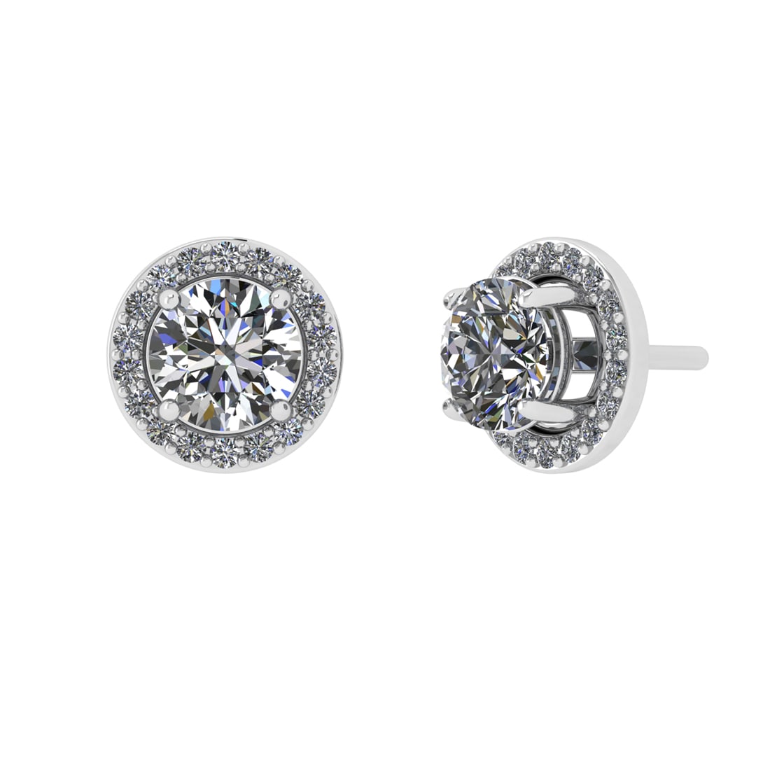 1.18 Ctw VS/SI1 Diamond 14k white Gold Stud Earrings (ALL DIAMOND ARE LAB G: Center Daimond Weight :-1.00 Ctw ( Round Cut) Color : G-H Clarity : VS/SI1 Side Diamond Weight Of Ctw 0.18 Ctw Color : G-H Clarity : VS/SI1 Daimond Setting : Prong Metal Weight : Approx 1.51 gram 14k 