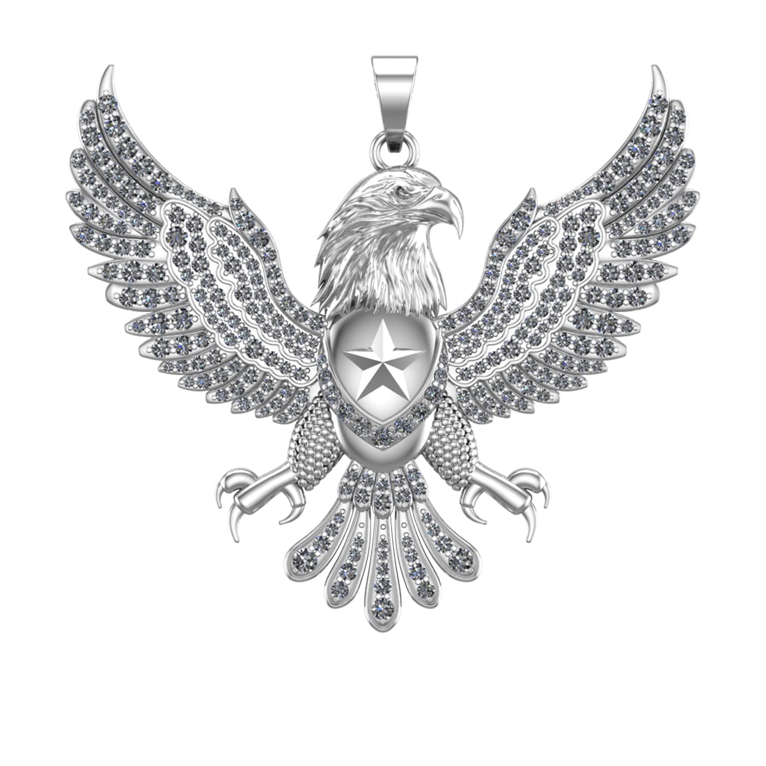 3.73 Ctw VS/SI1 Diamond 14k white Gold Eagle theme Pendant (ALL DIAMOND ARE: Total Daimond Weight :-3.73 Ctw Color : J-K Clarity : VS/SI1 Setting : Prong Metal Weight : Approx 29.20 gram 14k White Gold Eagle theme Pendant (ALL DIAMOND ARE LAB GROWN ) #3SS65077v15