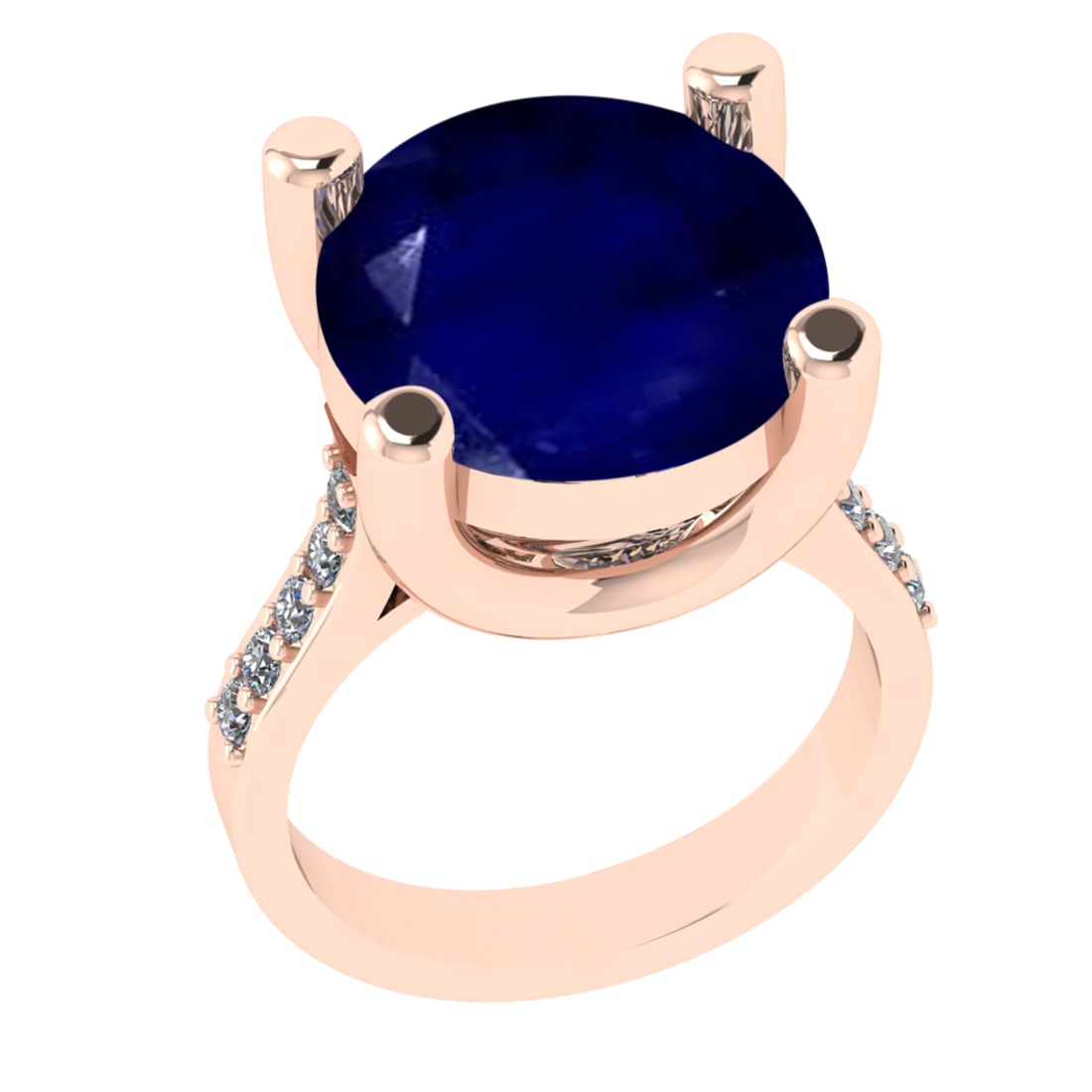 3.25 Ctw VS/SI1 Blue Sapphire And Diamond 14k Rose Gold Engagement Ring (AL: Center Stone Weight : 2.90 Ctw ( Round Cut ) Center Stone Color : Blue Sapphire Stone Setting : Prong Side Diamond Weight Of Ctw 0.35 Ctw Side Stone Color : G-H Stone Clarity : VS/SI1 Stone Setting : 