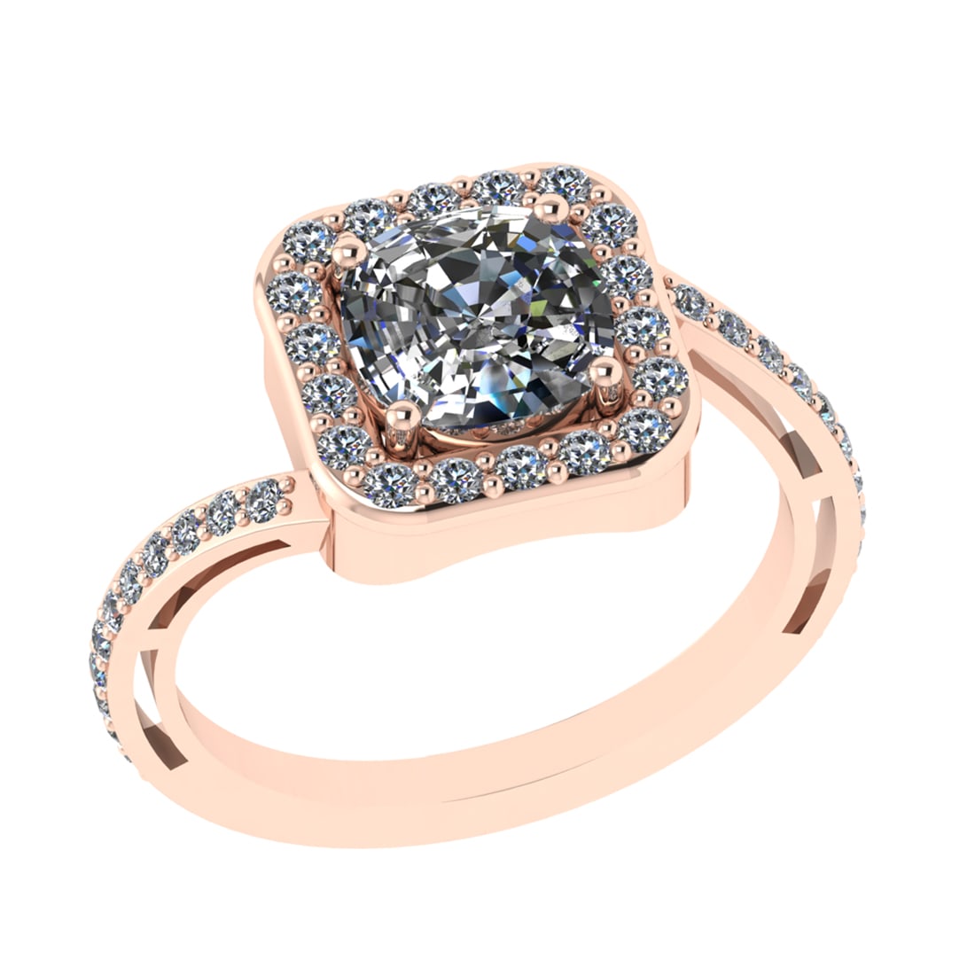 2.44 Ctw VS/SI1 Diamond Prong Set 14k Rose Gold Engagement Ring: Center Daimond Weight :-2.00 Ctw ( Cushion Cut) Color : G-H Clarity : VS/SI1 Side Diamond Weight Of Ctw 0.44 Ctw Color : G-H Clarity : VS/SI1 Daimond Setting : Prong Metal Weight : Approx 4.91 gram 14