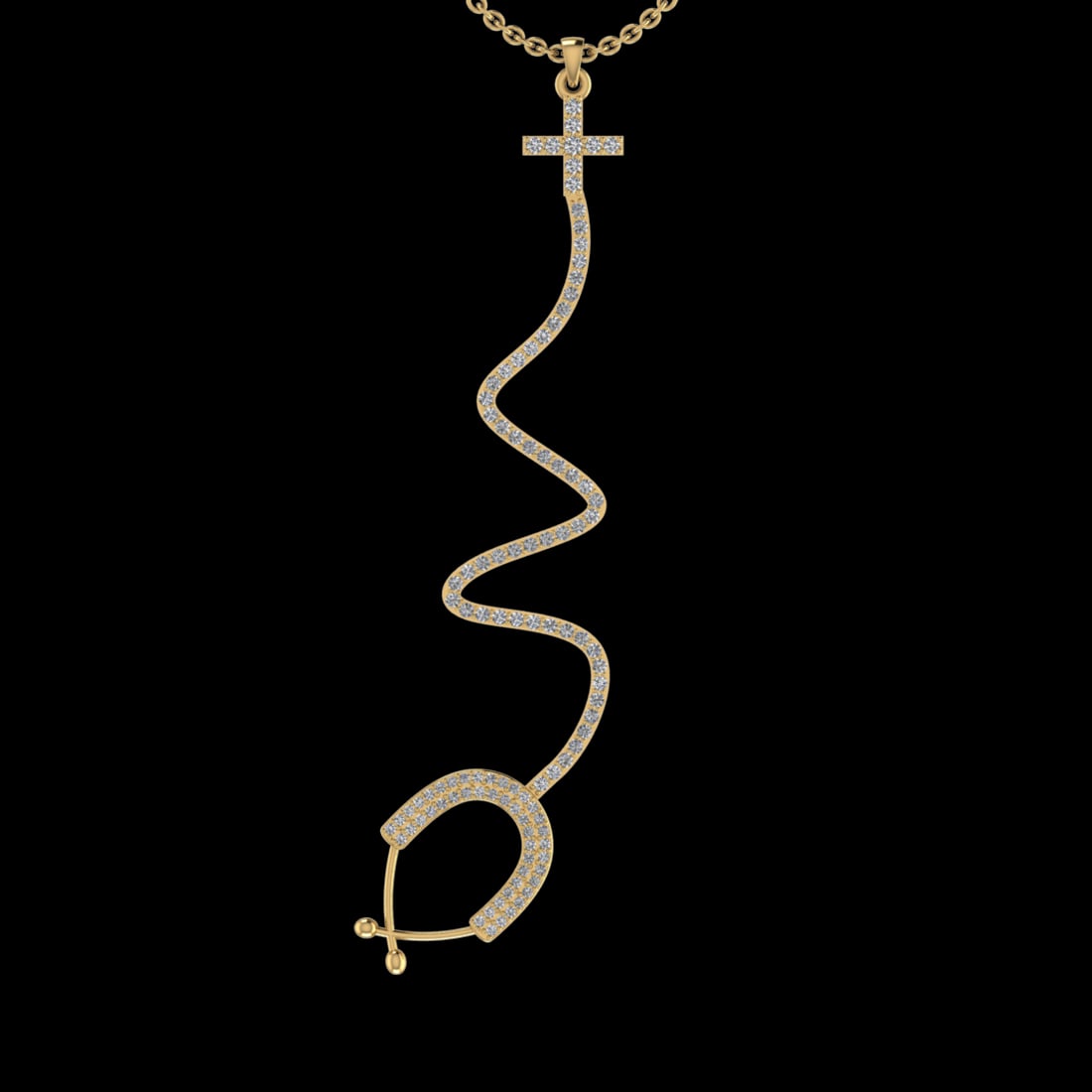 0.87 Ctw VS/SI1 Diamond 10K Yellow Gold Veterinary Doctor theme Pendant (AL (1 of 1)