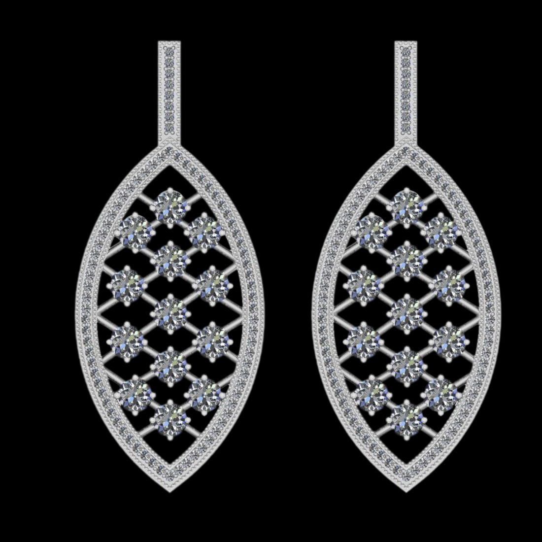 5.61 Ctw VS/SI1 Diamond 10K White Gold Dangling Earrings: Diamond Weight : 5.61 Ctw ( Round Cut ) Diamond Stone Color : J-K Stone Clarity : VS/SI1 Stone Setting : Prong Metal Weight : Approx 11.50 Gram 10K White Gold Dangling Earrings (ALL DIAMOND ARE LAB GR