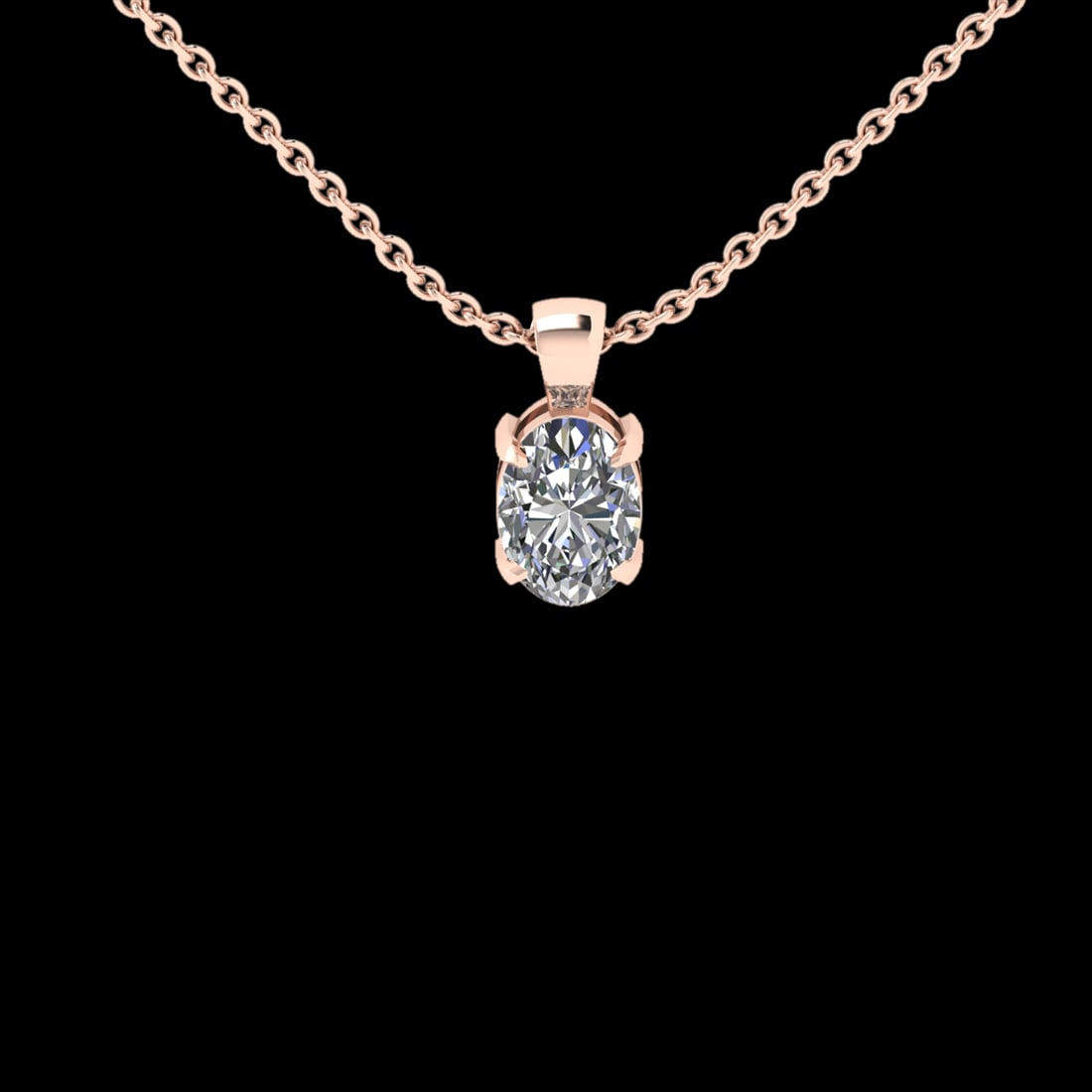1.20 Ctw VS/SI1 Diamond Style 14 K Rose Gold Solitaire Necklace(ALL DIAMOND: Center Diamond Weight : 1.20 Ctw (Oval Cut) Center Diamond Color :- G-H Center Clarity : VS/SI1 Stone Setting : Prong Metal Weight : Approx 2.30 Gram 14 K Rose Gold Solitaire Necklace(ALL DIAMOND ARE 