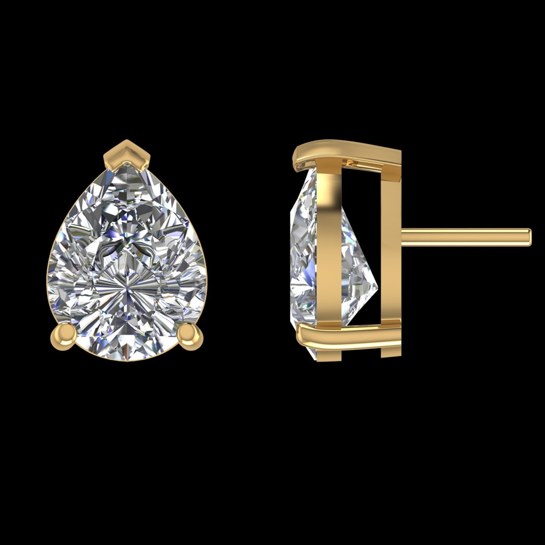 4.00 Ctw VS/SI1 Diamond 14k Yellow Gold Stud Earrings (ALL DIAMOND ARE LAB: Center Diamond Weight :-4.00 Ctw ( 2 Pec Pear Cut ) Color :-G-H (ALL DIAMOND ARE LAB GROWN ) Clarity : VS/SI1 Setting : Prong Metal Weight : Approx 2.30 Gram 14k Yellow Gold Stud Earrings (ALL DIAMOND