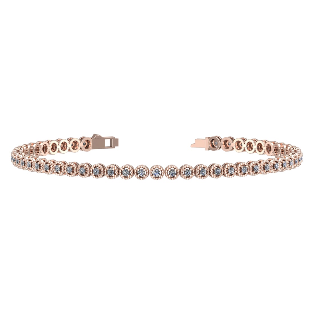 0.75 Ctw VS/SI1 Diamond Prong Set 14k Rose Gold Bracelet: Total Daimond Weight :-0.75 Ctw Color : G-H Clarity : VS/SI1 Setting : Prong Metal Weight : Approx 8.50 gram 14k Rose Gold Bracelet (ALL DIAMOND ARE LAB GROWN ) TD166-1.5-1CB #3SS96450v15