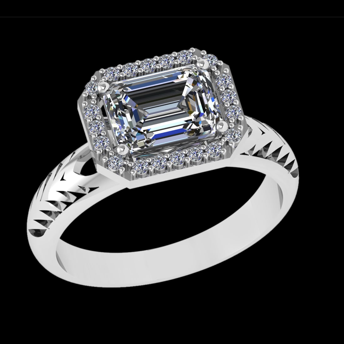 1.91 Ctw VS/SI1 Diamond Prong Set 10k white Gold Engagement Ring( (ALL DIAM: Center Daimond Weight :-1.75 Ctw ( Emerald Cut) Color : J-K Clarity : VS/SI1 Side Diamond Weight Of Ctw 0.16 Ctw Color : J-K Clarity : VS/SI1 Daimond Setting : Prong Metal Weight : Approx 4.33 gram 10
