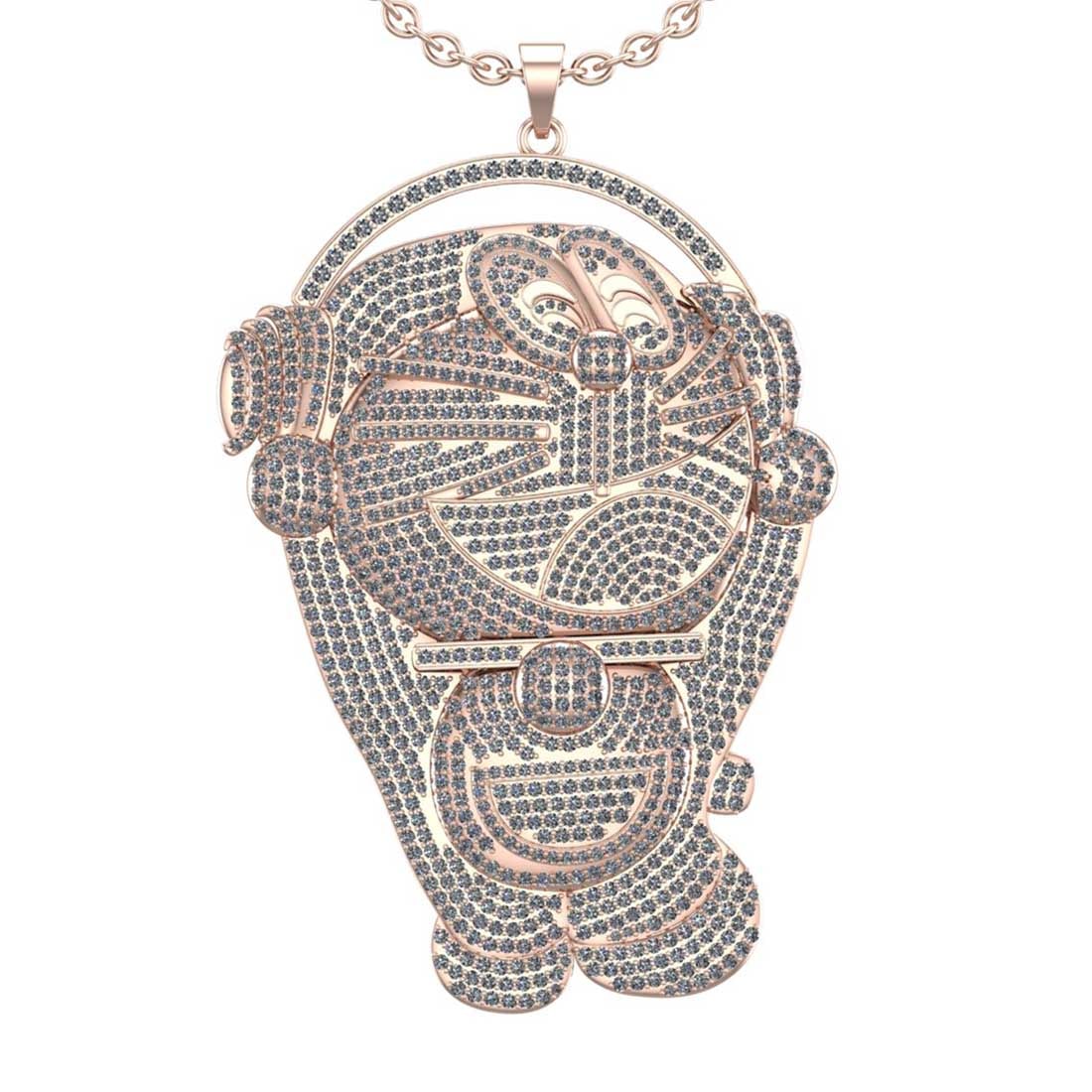 11.44 Ctw VS/SI1 Diamond 10K Rose Gold Hip Hop Style Necklace (ALL DIAMOND: Total Diamond Weight : 11.44 Ctw (Round cut) Center Diamond Color :- J-K Center Clarity : VS/SI1 Stone Setting : Prong Metal Weight : Approx 45.80 Gram 10K Rose Gold Hip Hop Style Necklace (ALL DIAMON