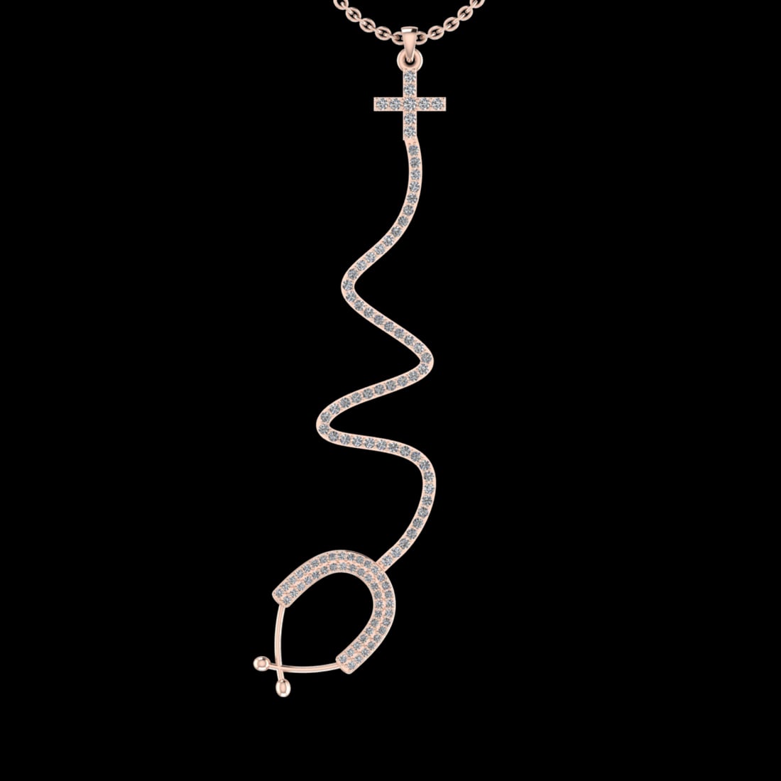 0.87 Ctw VS/SI1 Diamond 10K Rose Gold Veterinary Doctor theme Pendant (ALL: Total Diamond Weight :-0.87 Ctw (Round cut) Color :- J-K Clarity : VS/SI1 Setting : Prong Metal Weight : Approx 5.90gram 10K Rose Gold Veterinary Doctor theme Pendant (ALL DIAMOND ARE LAB GROWN ) #3SS