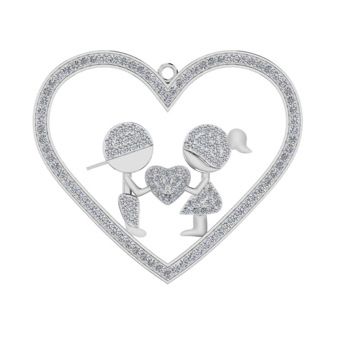 0.39 Ctw SI2/SI1 Diamond Prong Set 14k white Gold Pendant (ALL DIAMOND ARE