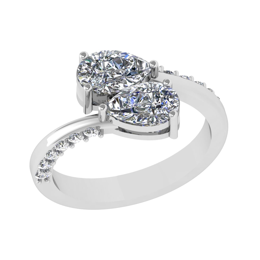 1.80 Ctw SI2/SI1 Diamond Prong Set 14k white Gold Toi et Moi Two-Stone Enga: Center Daimond Weight :-1.50 Ctw ( Pear Cut) Color : G-H Clarity : SI2/SI1 Side Diamond Weight Of Ctw 0.30 Ctw Color : G-H Clarity : SI2/SI1 Daimond Setting : Prong Metal Weight : Approx 4.33 gram 14k